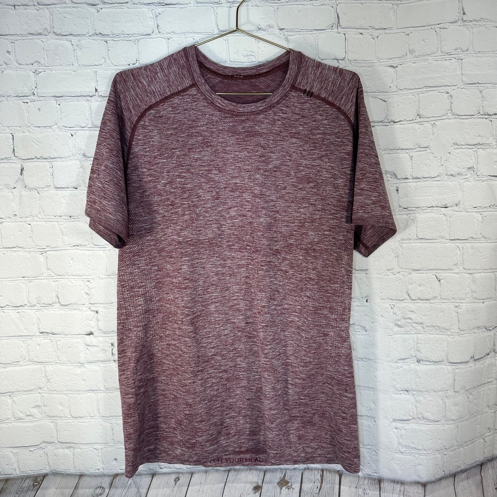 Lululemon Mens Metal Vent Tech Short Sleeve Shirt Burgundy Maroon Heathered M